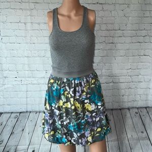 So Gray, Yellow, Purple & Blue Floral Dress size M